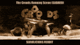 a poster for the croods running scene is slowed