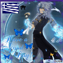 a have a good day greeting card with a greek flag
