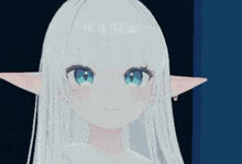 a cartoon character with white hair and blue eyes is smiling
