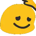 a yellow smiley face with a swirl on its head .