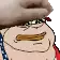 a close up of a cartoon character 's face with a hat on .