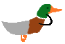 a pixel art of a mallard duck with a hook on its beak .