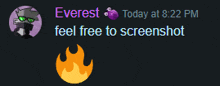 a screenshot of a text message from everest today at 8:22 pm