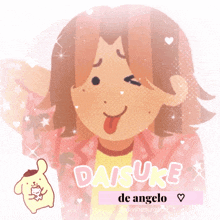 a cartoon drawing of a girl with the name daisuke on it