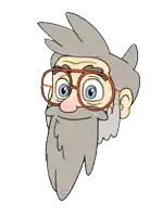 a cartoon drawing of a man with a beard wearing glasses