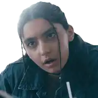 a close up of a woman 's face with her mouth open