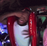 a man is riding a roller coaster that says lincsshot