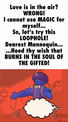a poster that says love is in the air wrong i cannot use magic for myself