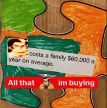 a puzzle piece with a note that says costs a family $ 66,000 a year on average