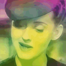 a painting of a woman wearing a hat and a black shirt