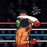 a pixel art of two boxers in a ring with a crowd watching