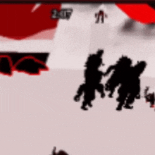 a group of people standing next to each other on a white surface in a video game .