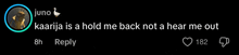 a picture of a duck with the words " kaarija is a hold me back not a hear me out " on it