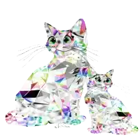 a colorful drawing of a cat and a kitten with the name ferran at the bottom