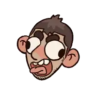 a cartoon drawing of a man 's face with his tongue sticking out