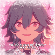 a picture of a girl with the words sonrie si eres de freddy laika en fa on it