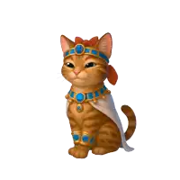 a cat wearing a crown and a cape has the word egypt on it