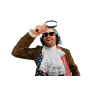 a man holding a magnifying glass with the words " not woke enough " below him