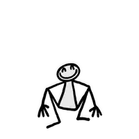 a stick figure with his arms outstretched and a smiling face .