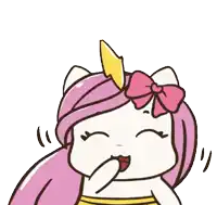 a cartoon unicorn with pink hair and a yellow lightning bolt on her horn