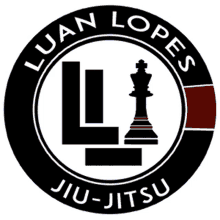 a logo for luan lopes jiu-jitsu with a chess piece in the middle