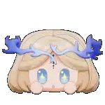 a pixel art of a girl with antlers on her head