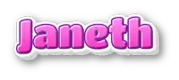 a pink and purple sticker with the name janeth on it