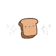 a cartoon drawing of a slice of bread with the words new bits below it