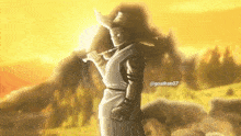 a drawing of a man holding a sword with the name goathan07 on the bottom right