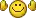 a pixelated smiley face is surrounded by two thumbs up icons