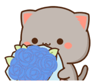 Mochi Blue Roses Sticker