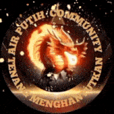 a picture of a dragon in a circle with the words air putih community written around it
