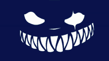 a drawing of a face with sharp teeth on a dark background