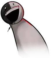 a drawing of a person with a black and white face and a red mouth
