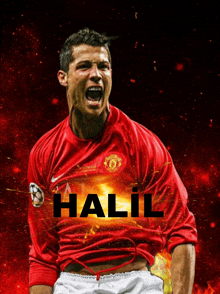 a poster of a soccer player with the name halil