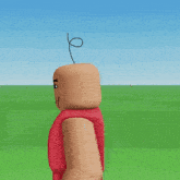 a cartoon character with a red shirt and a white r on his chest