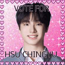 a picture of a young man with the words vote for hsu chingyu