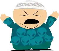 a cartoon character with aliens on his sleeves