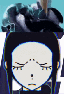 a cartoon of a girl with her eyes closed and the letter a behind her