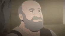 a cartoon man with a beard is smiling and looking at the camera