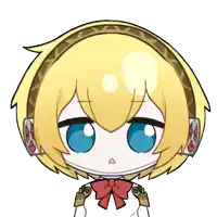 a drawing of a girl with yellow hair and a red bow
