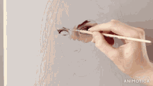 a person is painting a woman 's face on a canvas that is made in animatica
