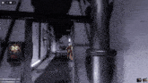 a screenshot of a video game shows a man walking through a tunnel