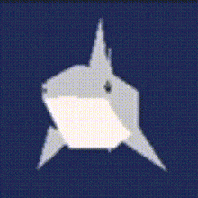 a pixel art of a shark swimming in the water