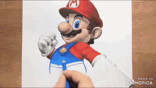 a drawing of mario with a m on his hat is made in animatica