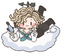 a cartoon of a girl laying on a cloud