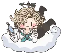 a cartoon of a girl laying on a cloud