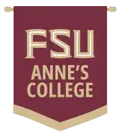 a maroon banner that says fsu anne 's college on it