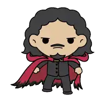 a cartoon of a man with a red cape