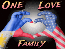 two hands painted with the flags of the philippines and the united states make a heart shape
